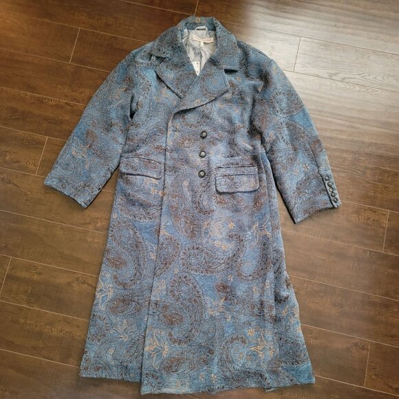 Free People Micah Duster Coat Womens S Boho Chic Tapestry Vintage Old World - Picture 3 of 10